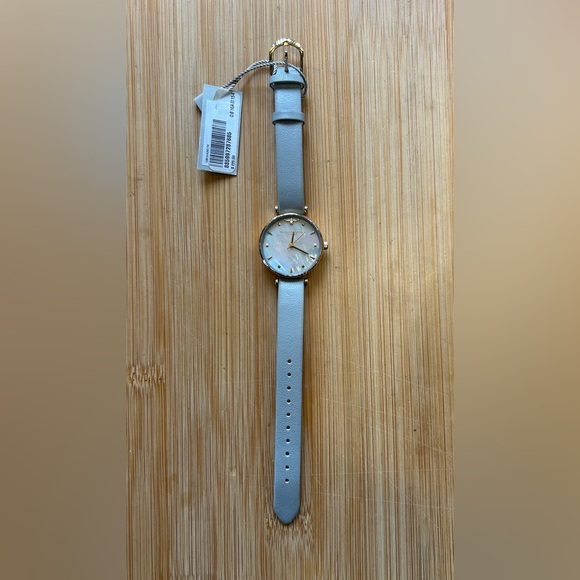 Olivia Burton Queen Bee Watch With 30mm Grey Pearl Face & Grey Leather Band - Picture 6 of 8